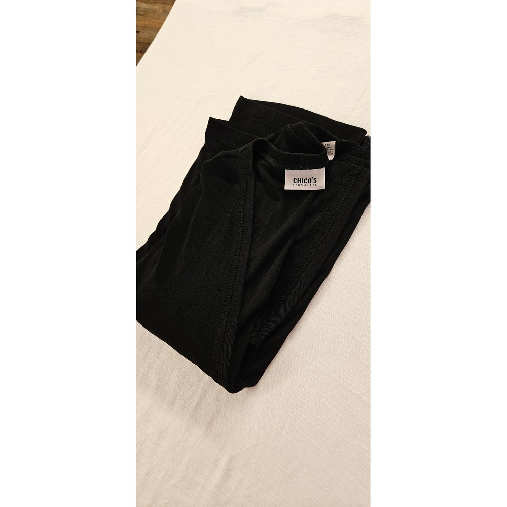 Chicos Travelers Black Open Front Cardigan Jacket Long Sleeve Size 2 L Large
